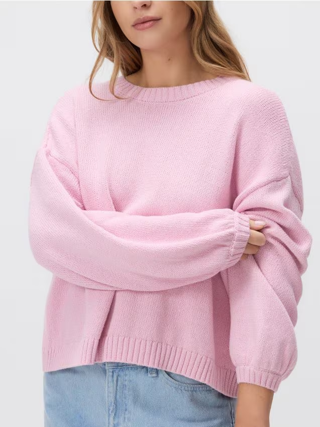 Reserved - Sweter z wiązaniem z tyłu - różowy