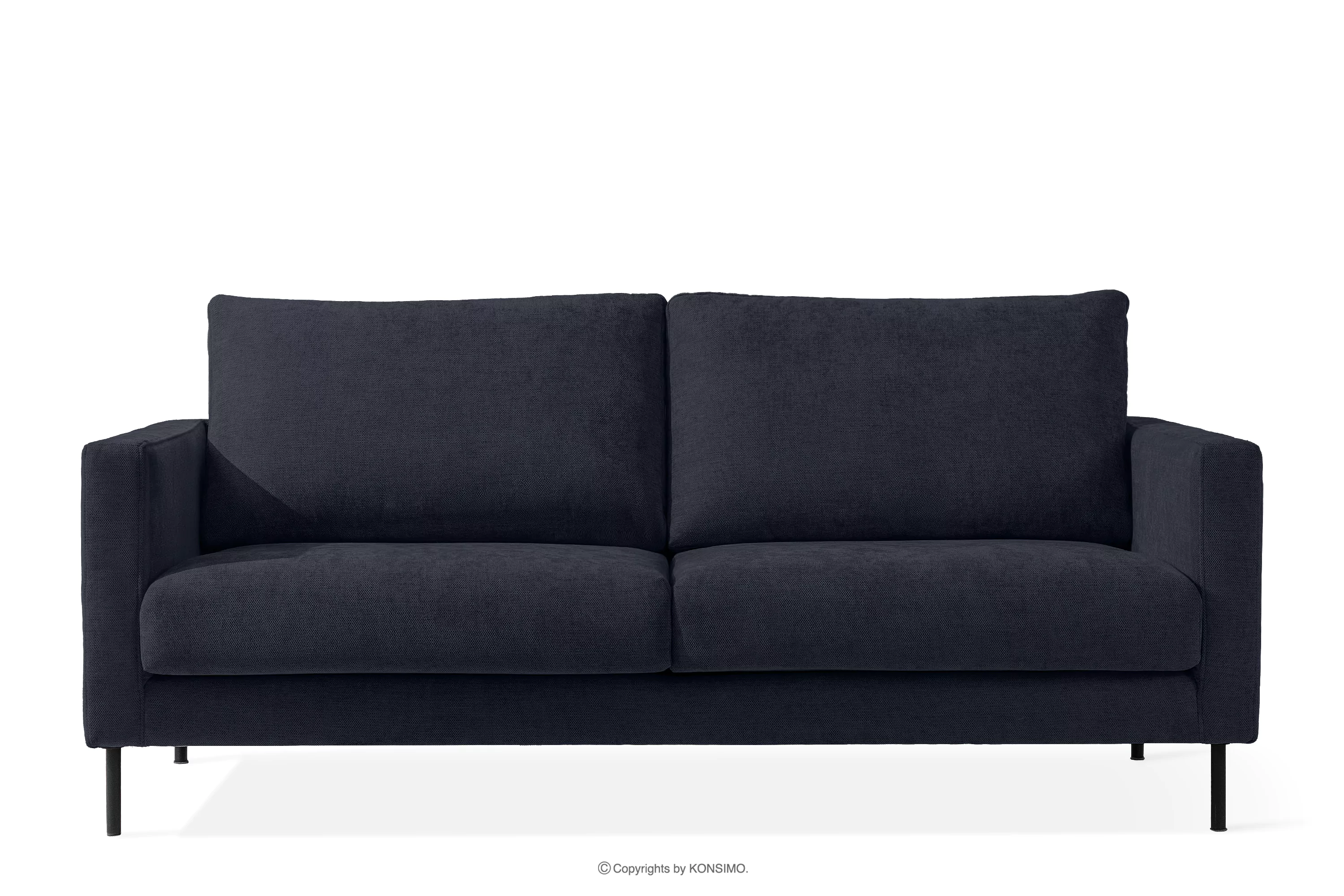 Sofa trzyosobowa na wysokich nóżkach tkanina pleciona granatowy LUMO