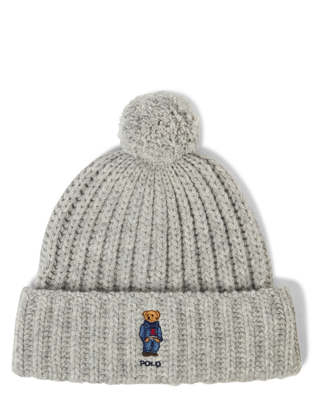 Polo Ralph Lauren Damska czapka wełniana - Denim Bear Kobiety Wełna szary, ONE SIZE