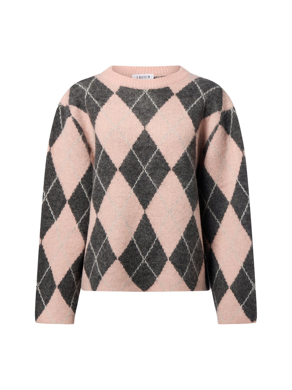 EDITED Damski sweter z dzianiny z zawartością wełny i alpaki - Harriet Jumper Kobiety Sztuczne włókno szary|różowy, 38