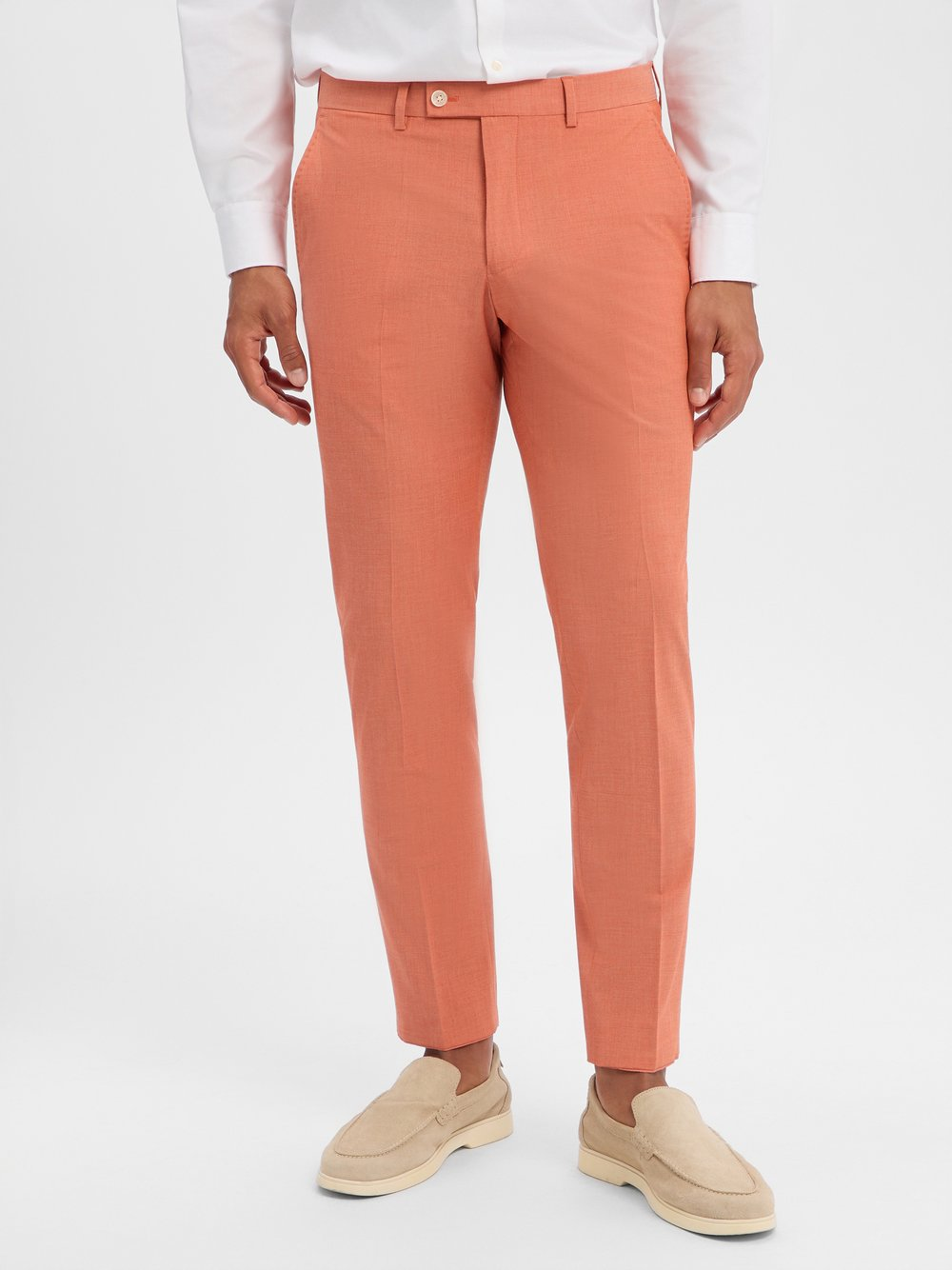 Finshley & Harding London Męskie spodnie garniturowe Mężczyźni Slim Fit Sztuczne włókno pomarańczowy, 52