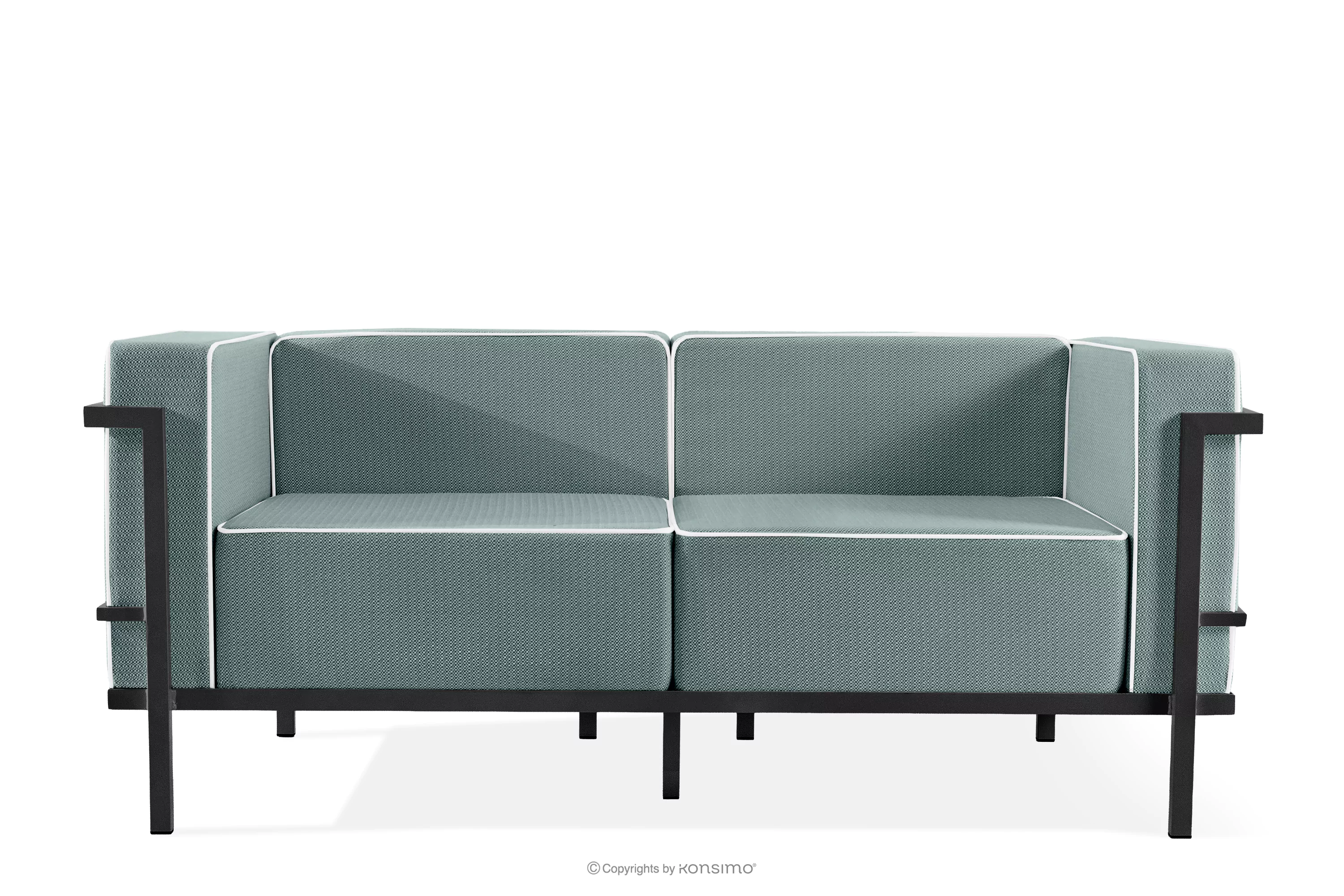 Nowoczesna sofa ogrodowa 2 na metalowych nóżkach ciemny szary/ciemny zielony/biały TRIGLO