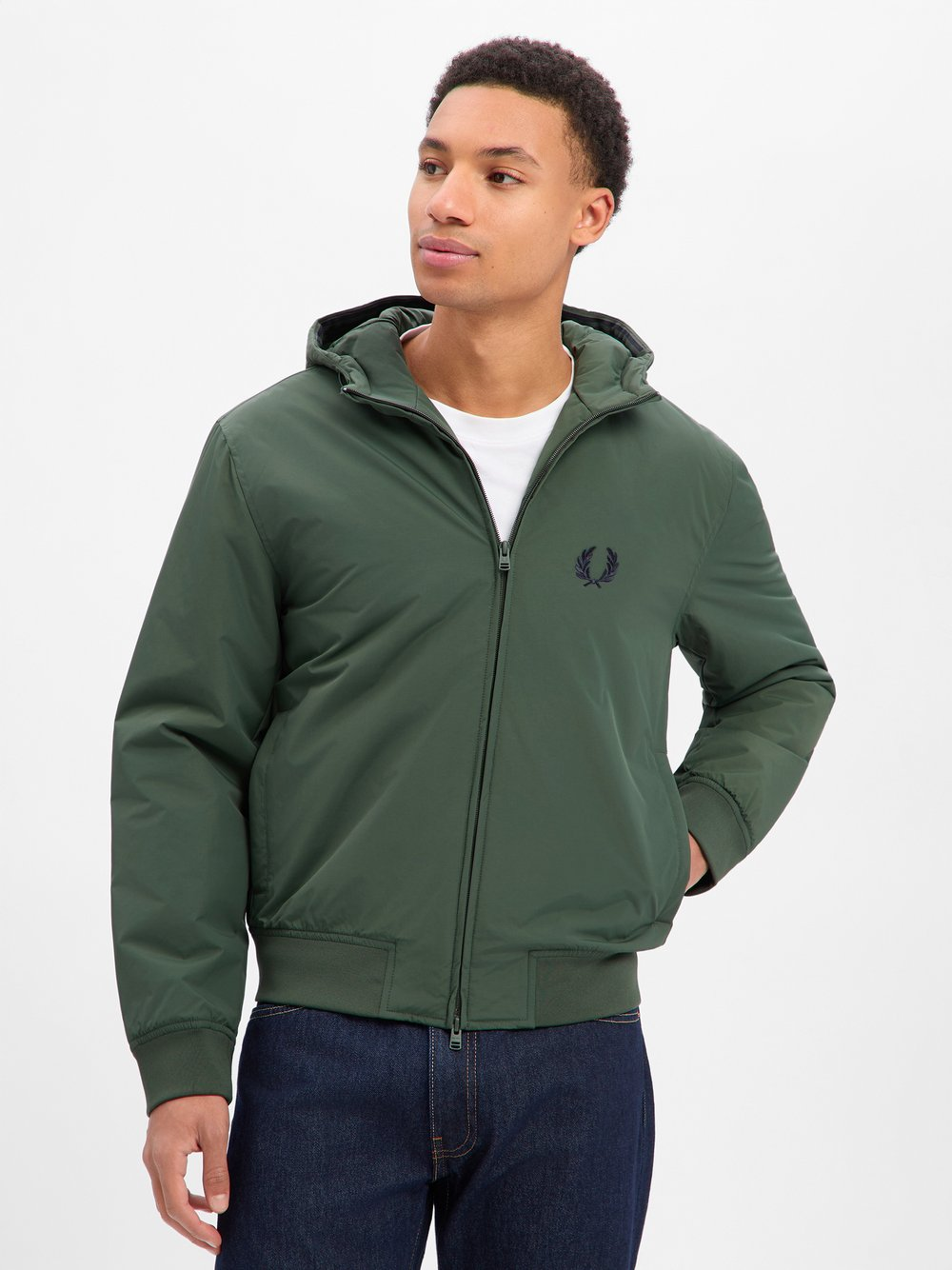 Fred Perry Bluza męska - Brentham Mężczyźni Sztuczne włókno zielony, L