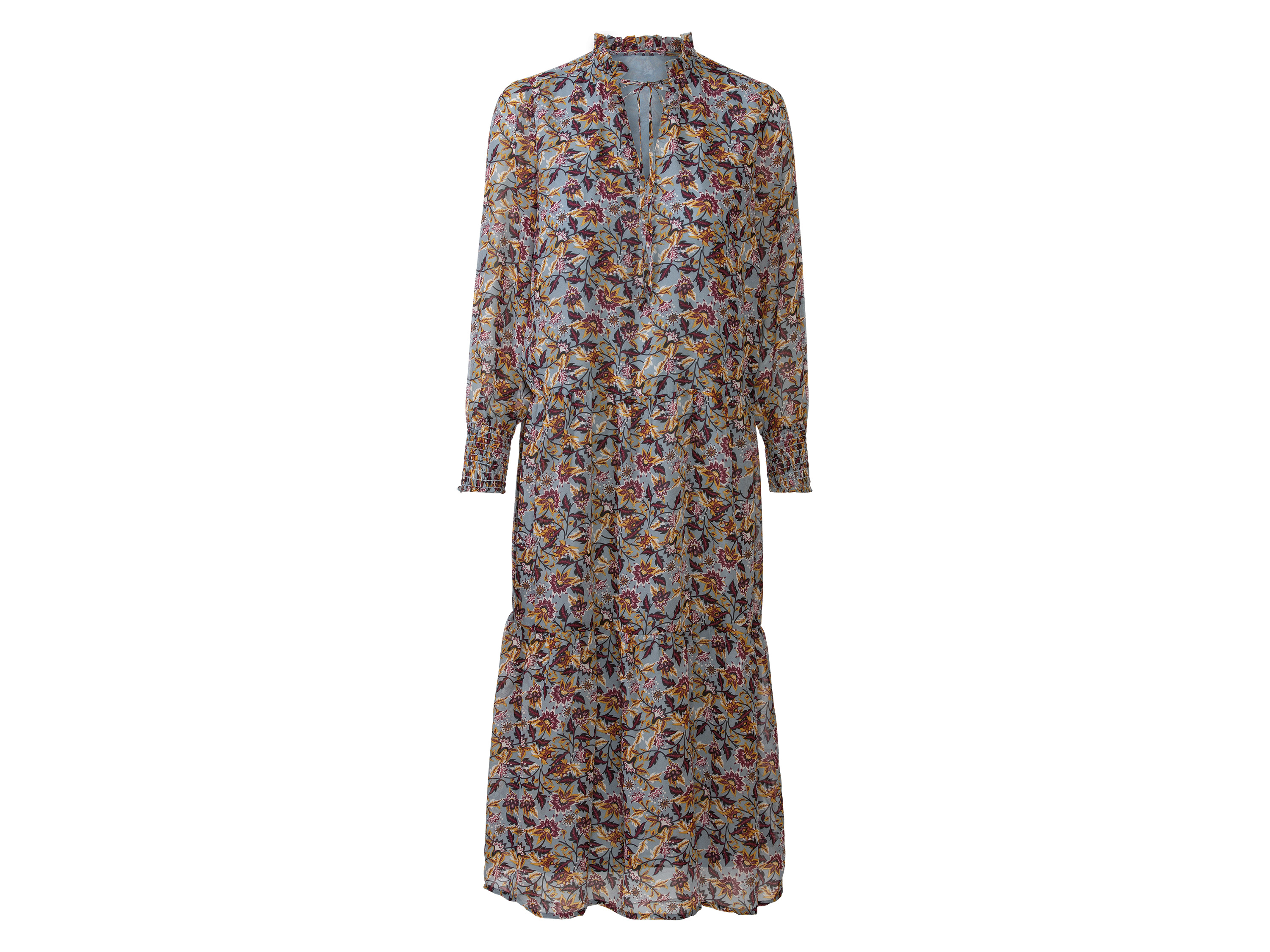 esmara® Sukienka maxi damska z falbankami  (Paisley/niebieski, 38)