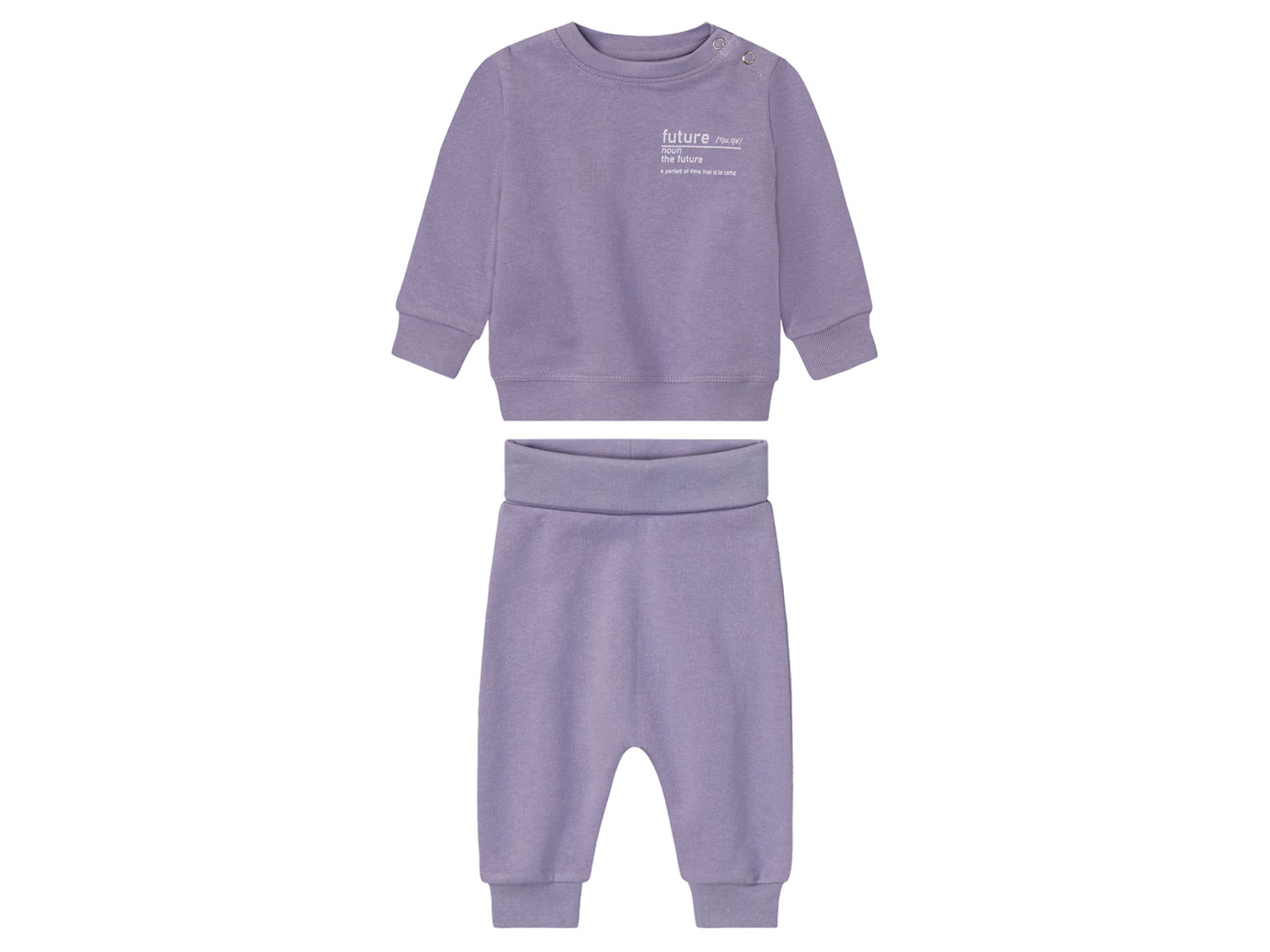 lupilu® Dres niemowlęcy z bawełną (bluzka + spodnie) (86/92, Fioletowy)