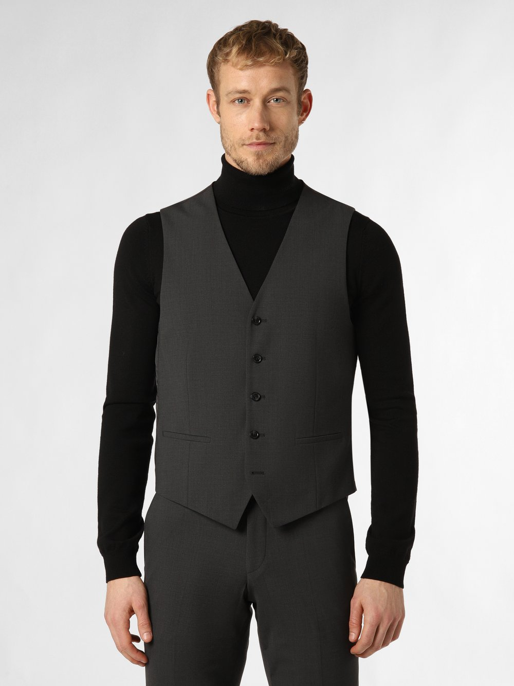 Finshley & Harding London Męska kamizelka modułowa Mężczyźni Slim Fit szary, 50