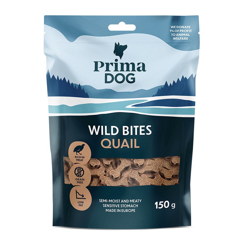 PrimaDog Wild Bites Soft Snack - Przepiórka i głóg, 150 g miniaturka