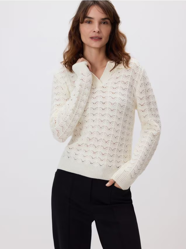 Reserved - Sweter z dodatkiem wełny - biały