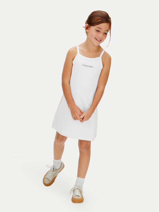 Calvin Klein Sukienka letnia Skater LVCKSJH08G Biały Regular Fit