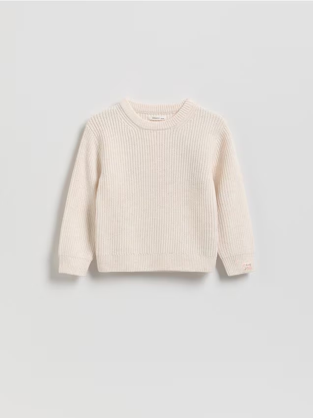 Reserved - Sweter z dodatkiem bawełny - kremowy