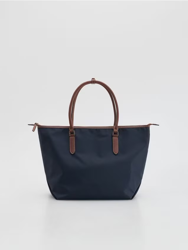 Reserved - Tkaninowa torebka shopper - granatowy