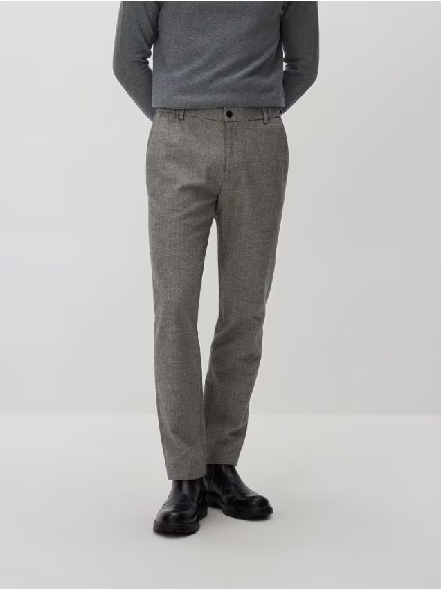 Reserved - Spodnie chino slim w kratę - ciemnoszary