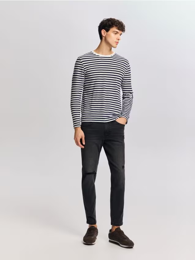 Reserved - Jeansy skinny z przetarciami - czarny