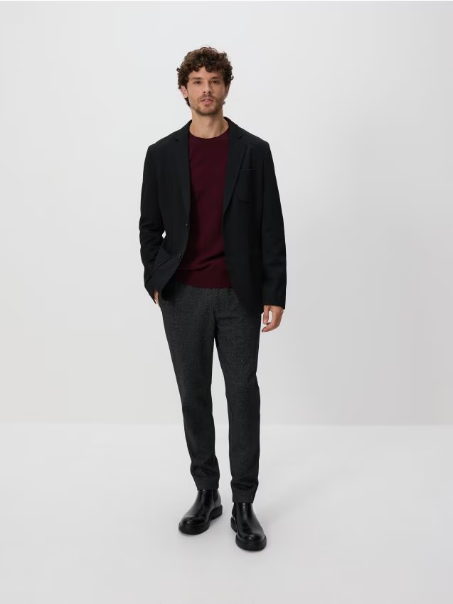 Reserved - Marynarka slim fit z domieszką wiskozy - czarny