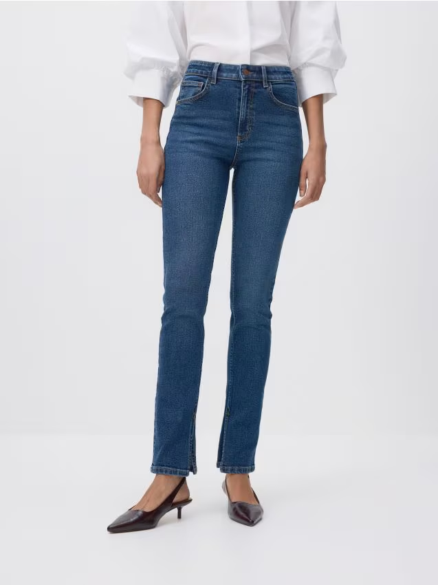 Reserved - Jeansy slim fit high waist - granatowy