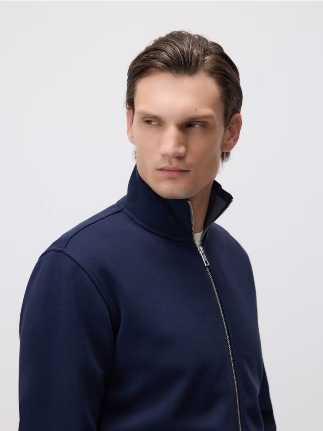 Reserved - Gładka bluza ze stójką - granatowy
