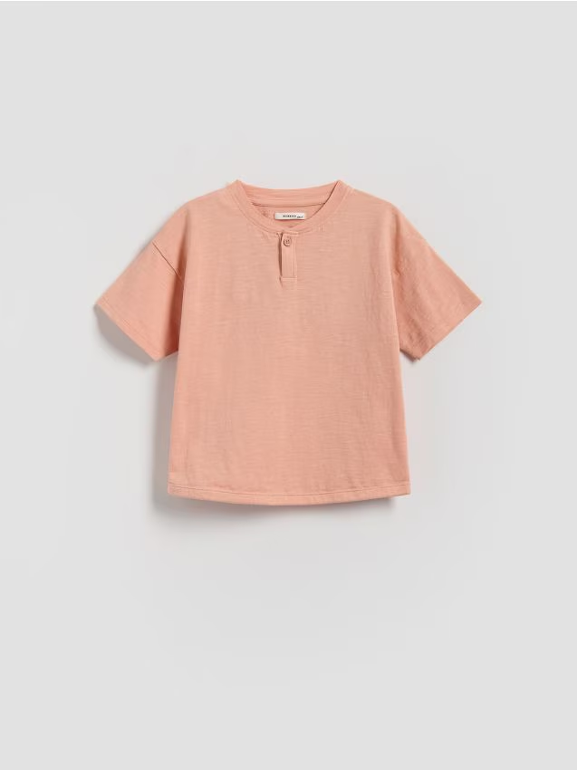 Reserved - Bawełniany t-shirt - brudny róż miniaturka