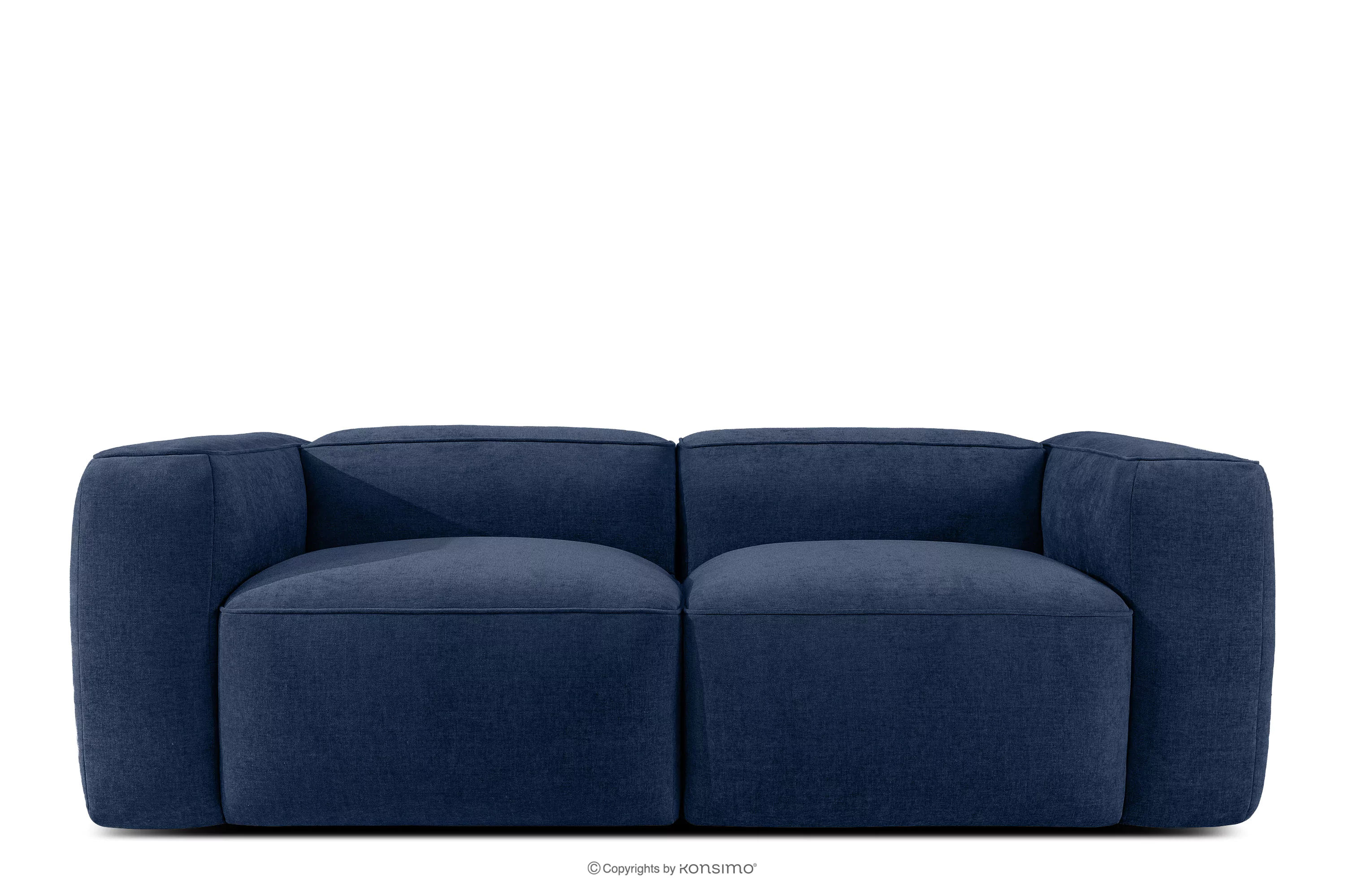 Miękka sofa dwuosobowa w tkaninie plecionej granatowy FUBBO