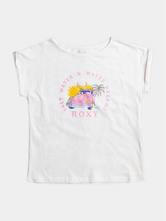 Roxy T-Shirt Trouble Fr Me A Tees ERGZT03994 Biały Regular Fit