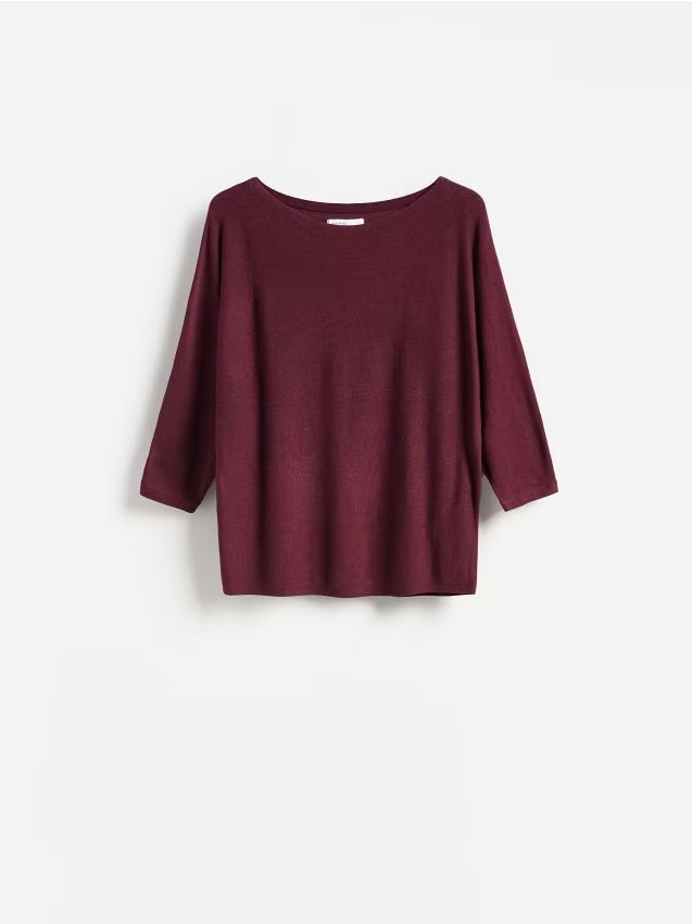 Reserved - Gładki sweter z wiskozą - ciemnofioletowy