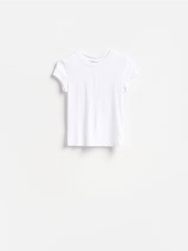 Reserved - T-shirt z modalem - biały