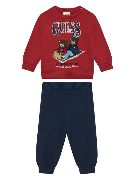 Guess Komplet sweter i spodnie materiałowe I5BG04 Z2BB0 Czerwony Regular Fit