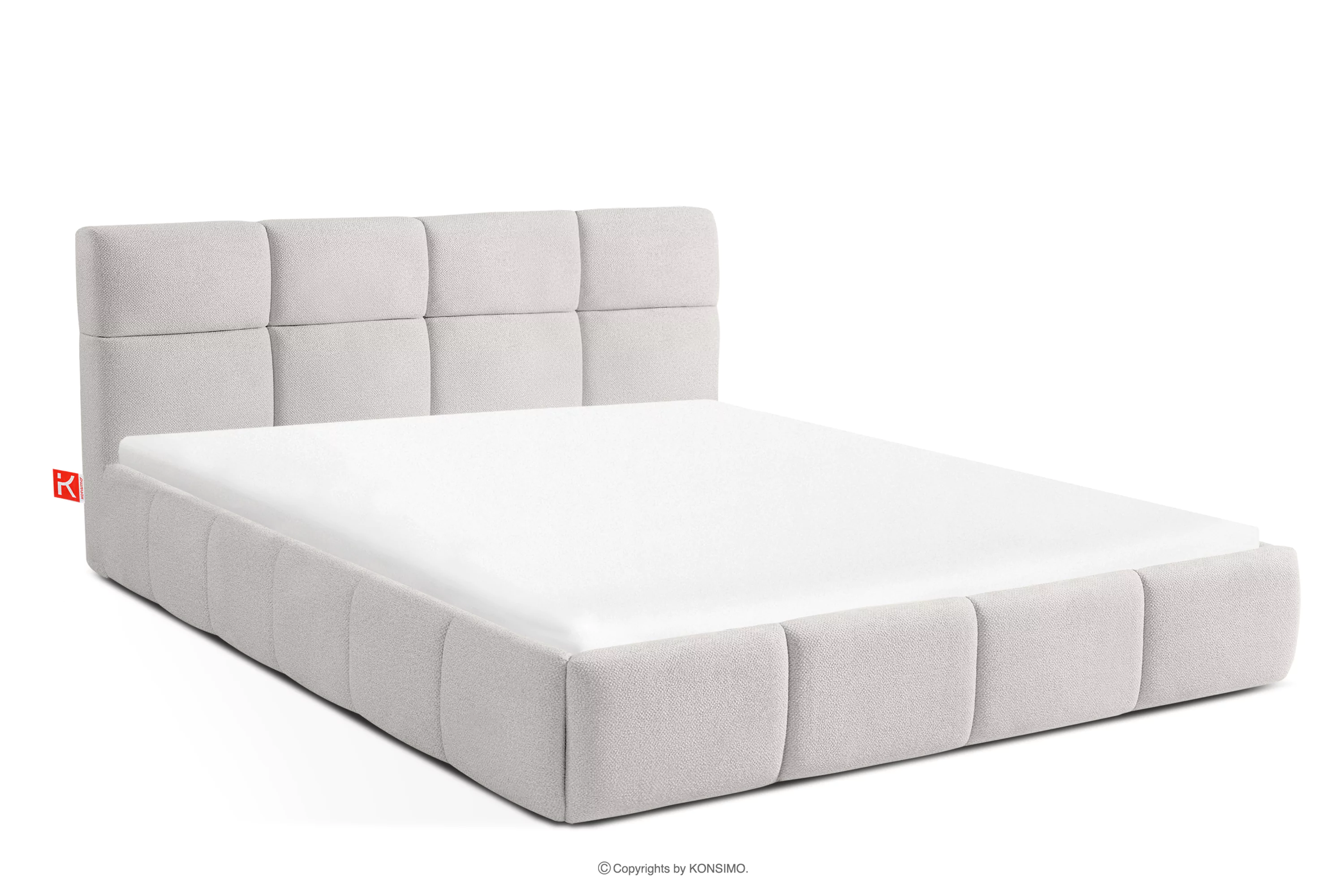 Łóżko tapicerowane 140 cm w stylu skandynawskim biały ALTOS