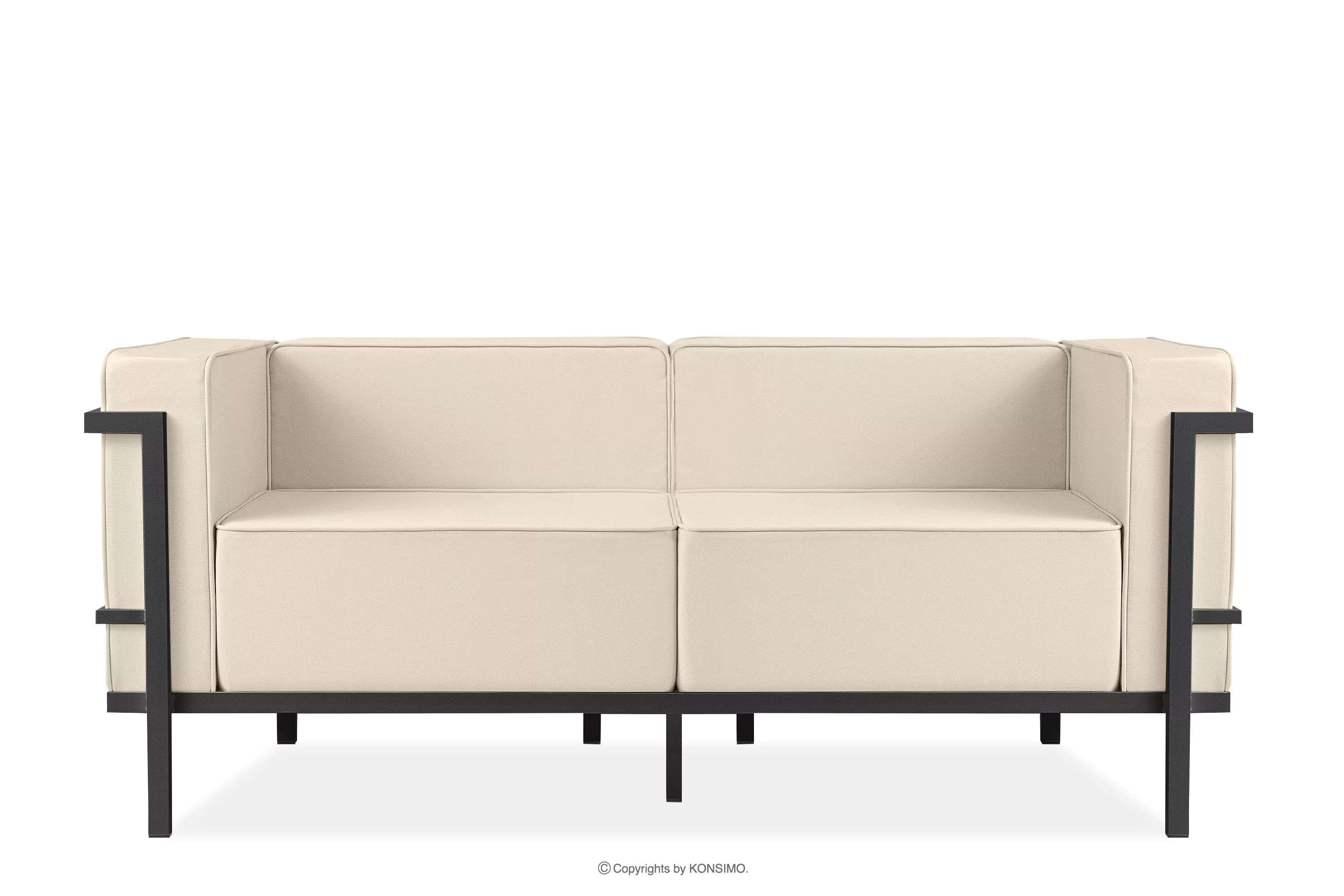 Nowoczesna sofa ogrodowa 2 na metalowych nóżkach ciemny szary/kremowy TRIGLO