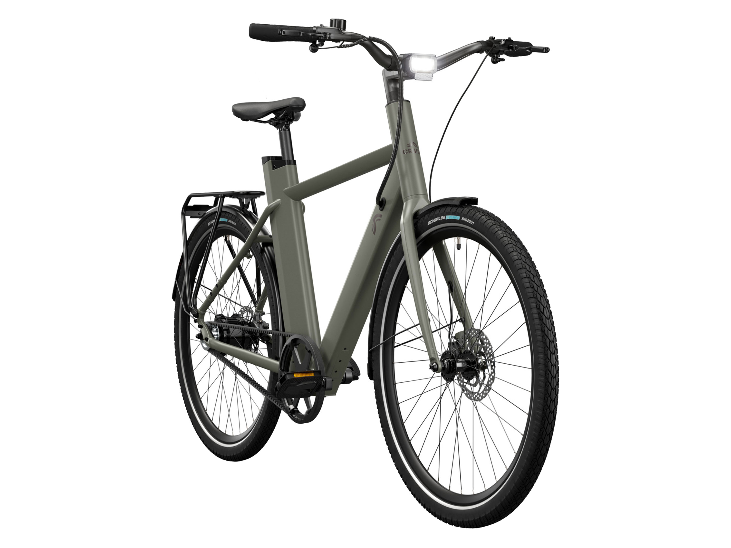 CRIVIT Rower miejski elektryczny X.3 GATES z napędem na pasku, 355 Wh (Olive green) miniaturka