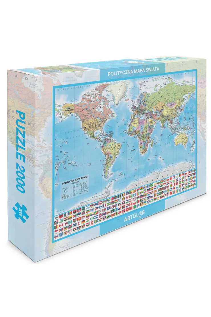 Puzzle 2000 el. Świat polityczny mapa 1:42 000 000