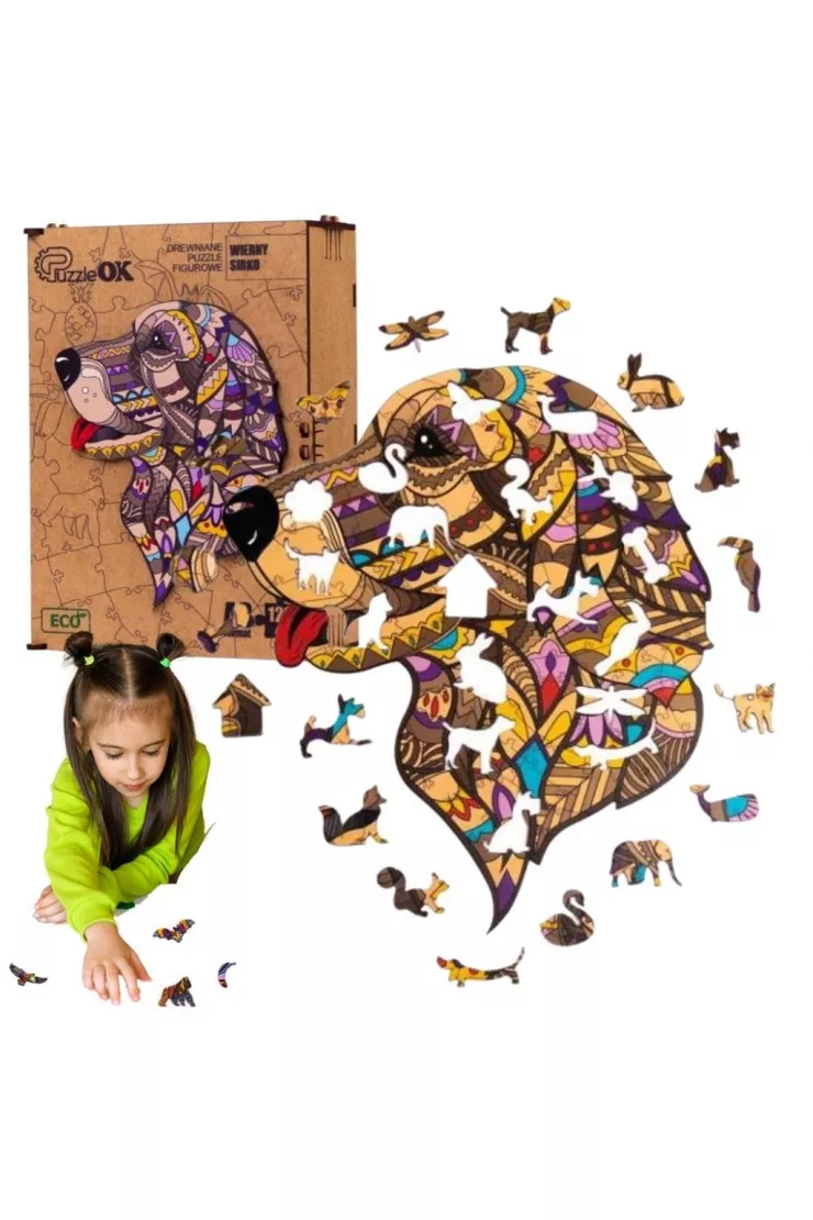 Puzzle drewniane eko 125 el. Wierny Sirko A3