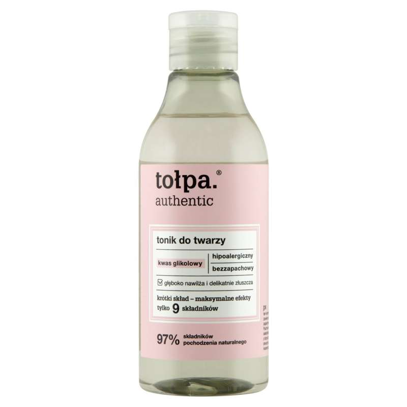 TOŁPA AUTHENTIC Hipoalergiczny tonik do twarzy, kwas glikolowy, 200 ml