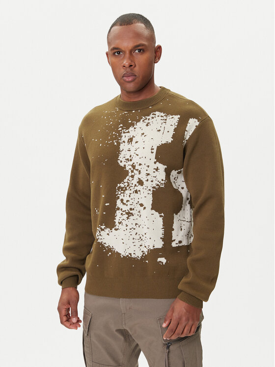 G-Star Raw Sweter Sprayed 89 D27772-D488 Zielony Relaxed Fit
