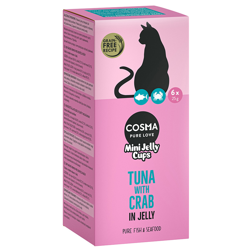 Cosma Mini Jelly Cups, 6 x 25 g  - Tuńczyk/krab