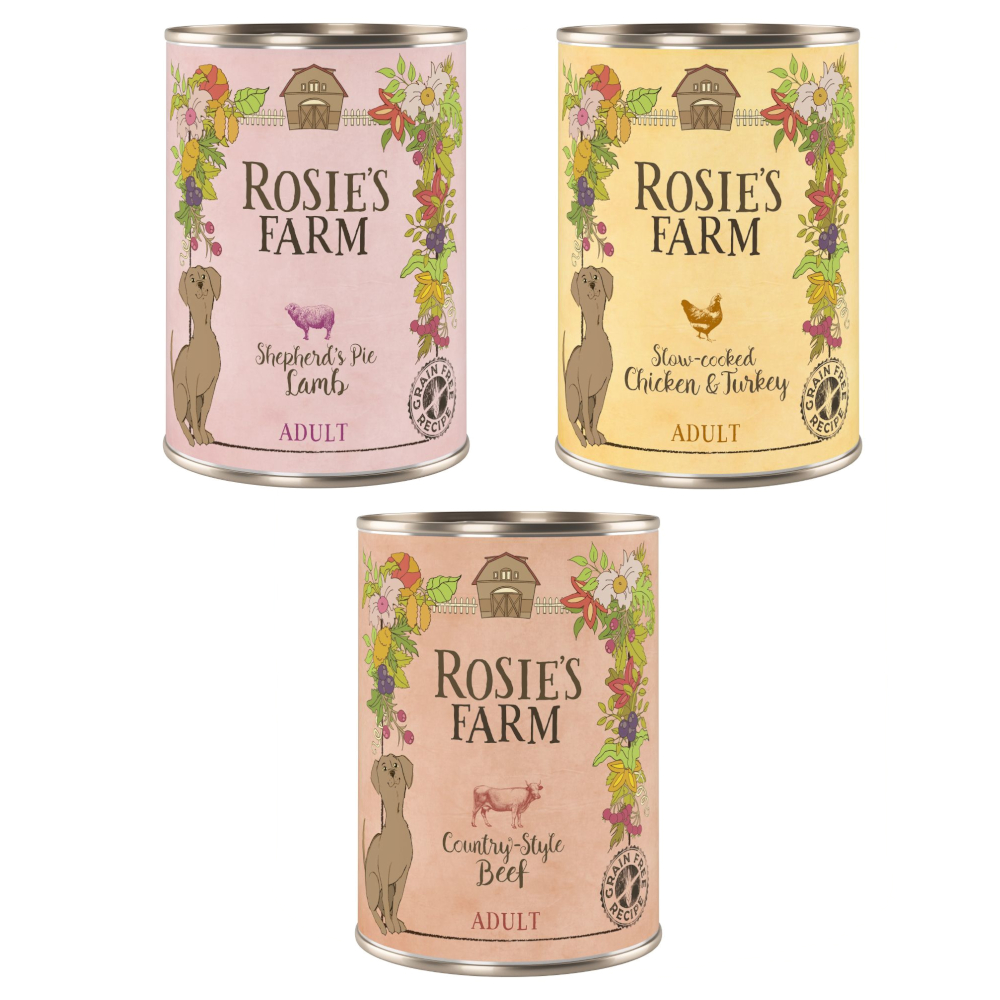 Megapakiet Rosie's Farm Adult, 24 x 400 g  - Pakiet mieszany (3 smaki)