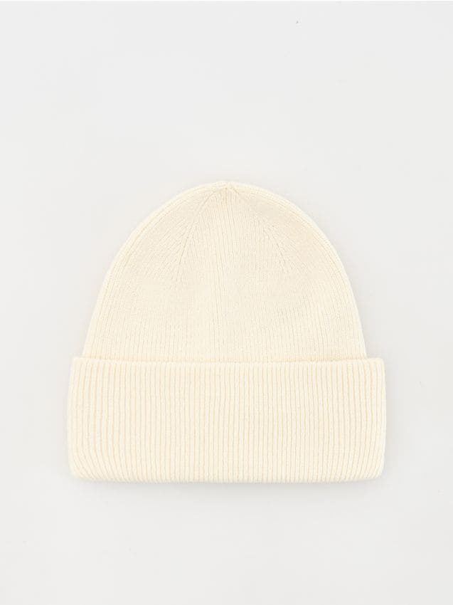 Reserved - Czapka beanie z wiskozą - złamana biel miniaturka