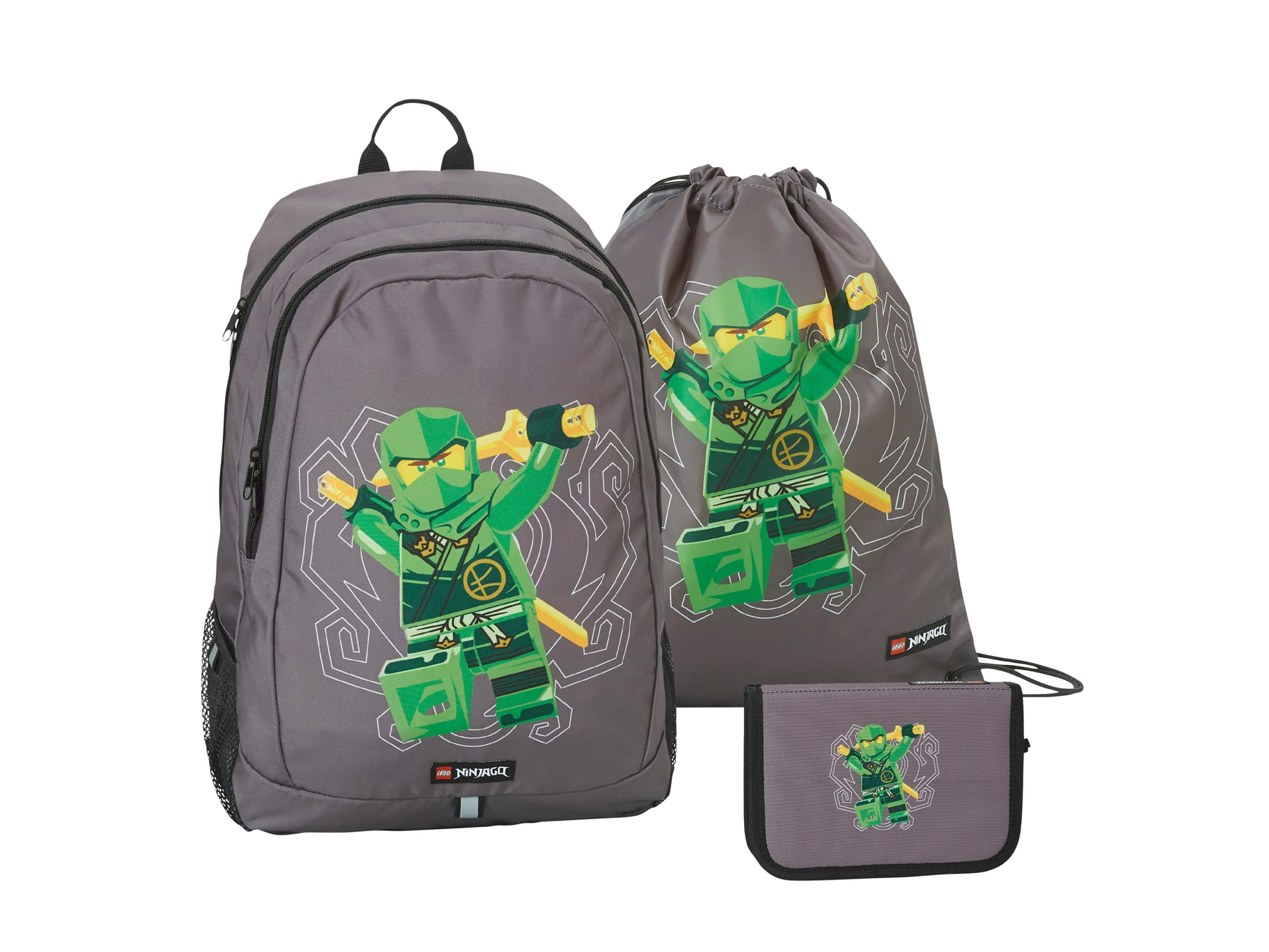 LEGO Zestaw szkolny: plecak, worek na buty i piórnik (Ninjago zielony) miniaturka