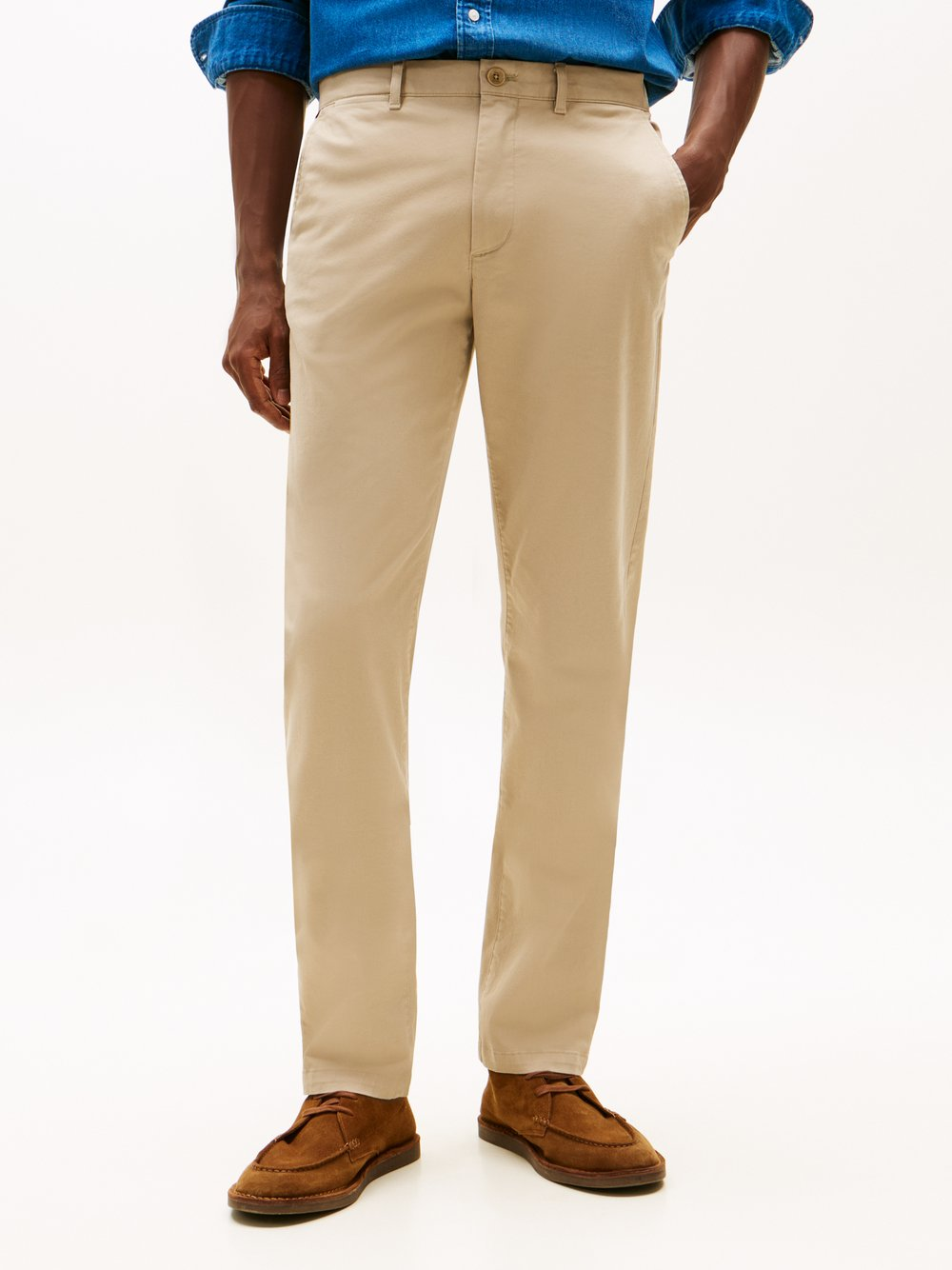 Tommy Hilfiger Męskie spodnie chino - Denton Mężczyźni Bawełna beżowy, 33-34