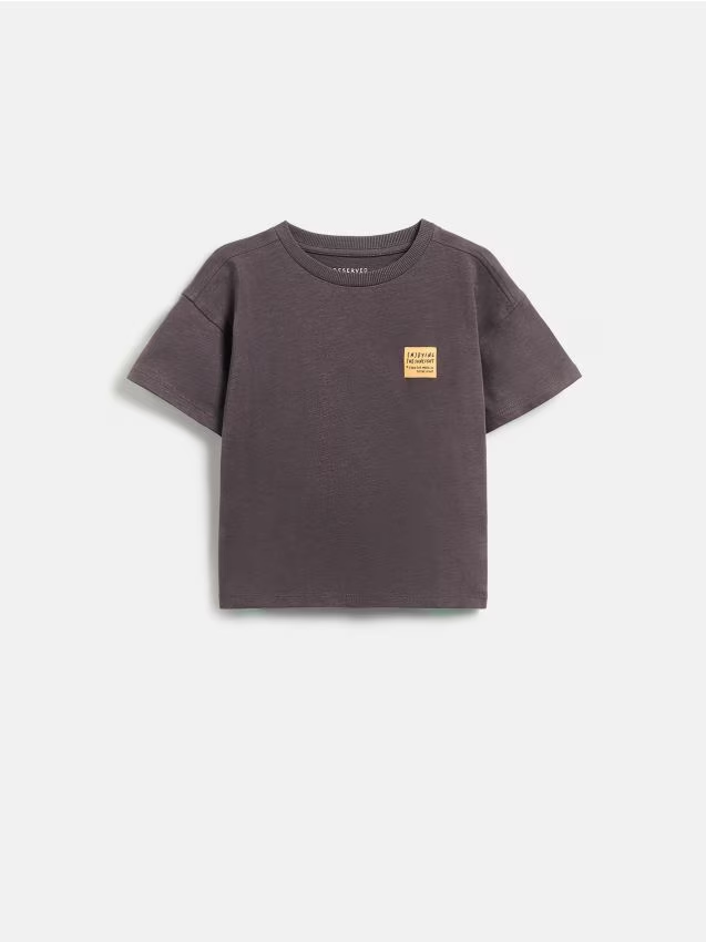 Reserved - Bawełniany t-shirt - ciemnoszary miniaturka