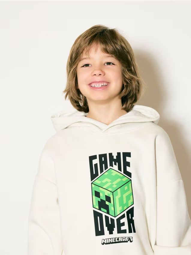 Reserved - Bluza z kapturem Minecraft - złamana biel
