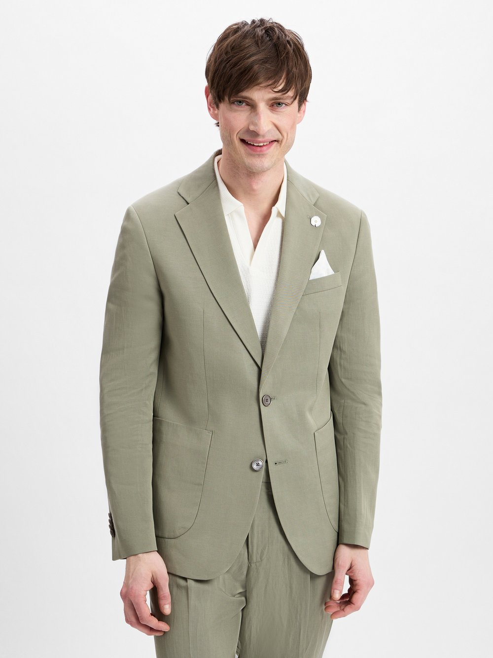 Finshley & Harding London męska kurtka modułowa z zawartością lnu - Brick Mężczyźni Comfort Fit Lyocell zielony, 94