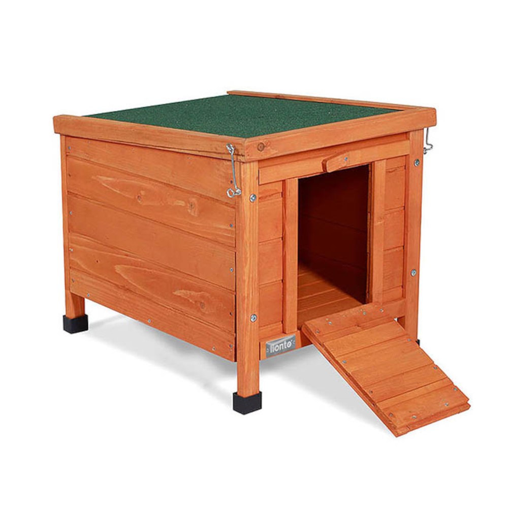 Lionto drewniany domek dla kotów i małych zwierząt - Dł. x szer. x wys.: 43 x 43 x 52 cm