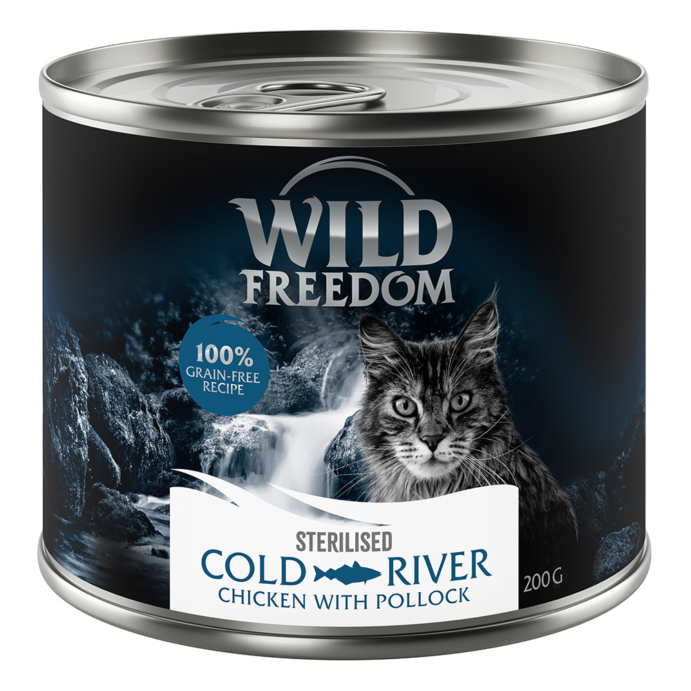 Wild Freedom Adult Sterilised, 6 x 200 g - bez zbóż - Cold River - łosoś i kurczak