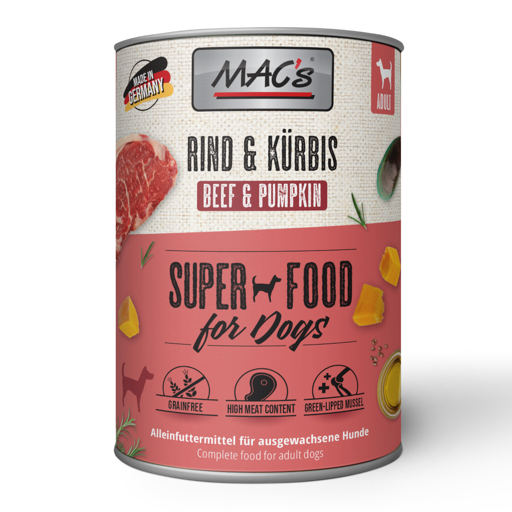 Korzystny pakiet MAC's Adult Superfood, 24 x 400 g - Wołowina i dynia