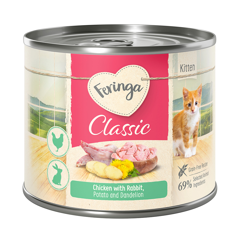 Feringa Classic Meat Menu Kitten, 6 x 200 g - Królik i kurczak