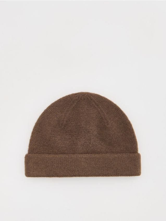 Reserved - Czapka beanie z domieszką wełny - brązowy