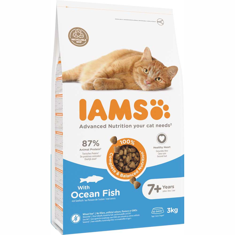 IAMS Advanced Nutrition Senior Cat 7+ z rybami morskimi - 2 x 3 kg