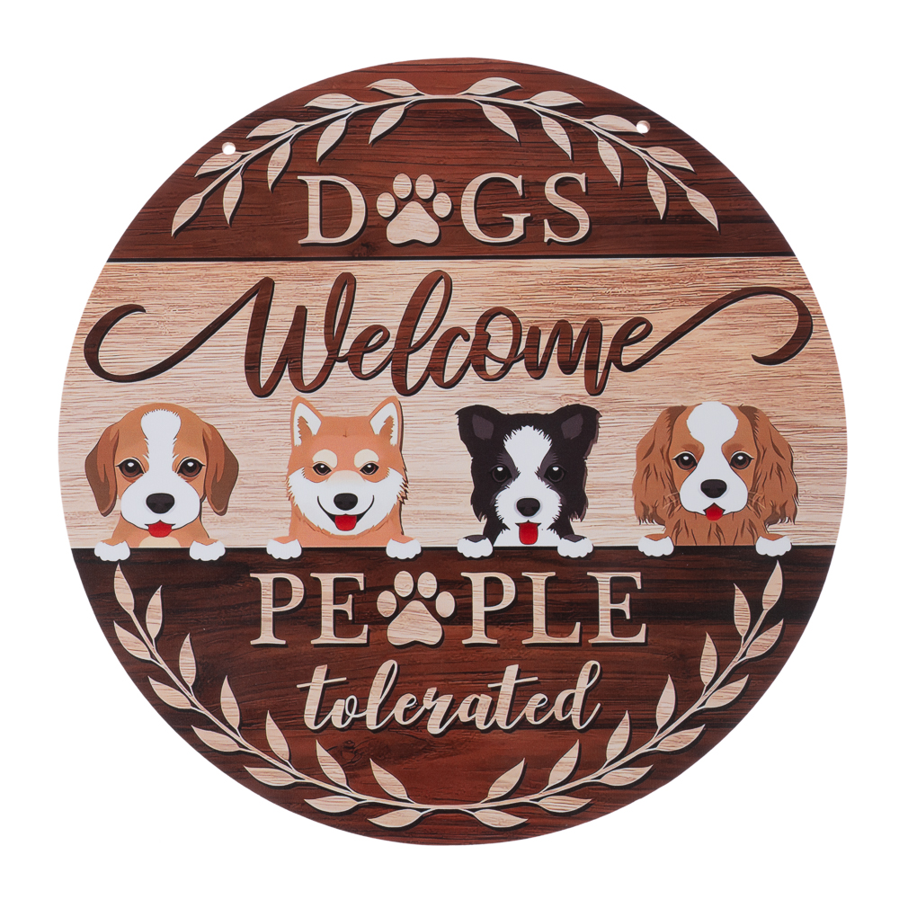 TIAKI tabliczka na drzwi "Dogs Welcome - People Tolerated" - Ø 30 cm miniaturka