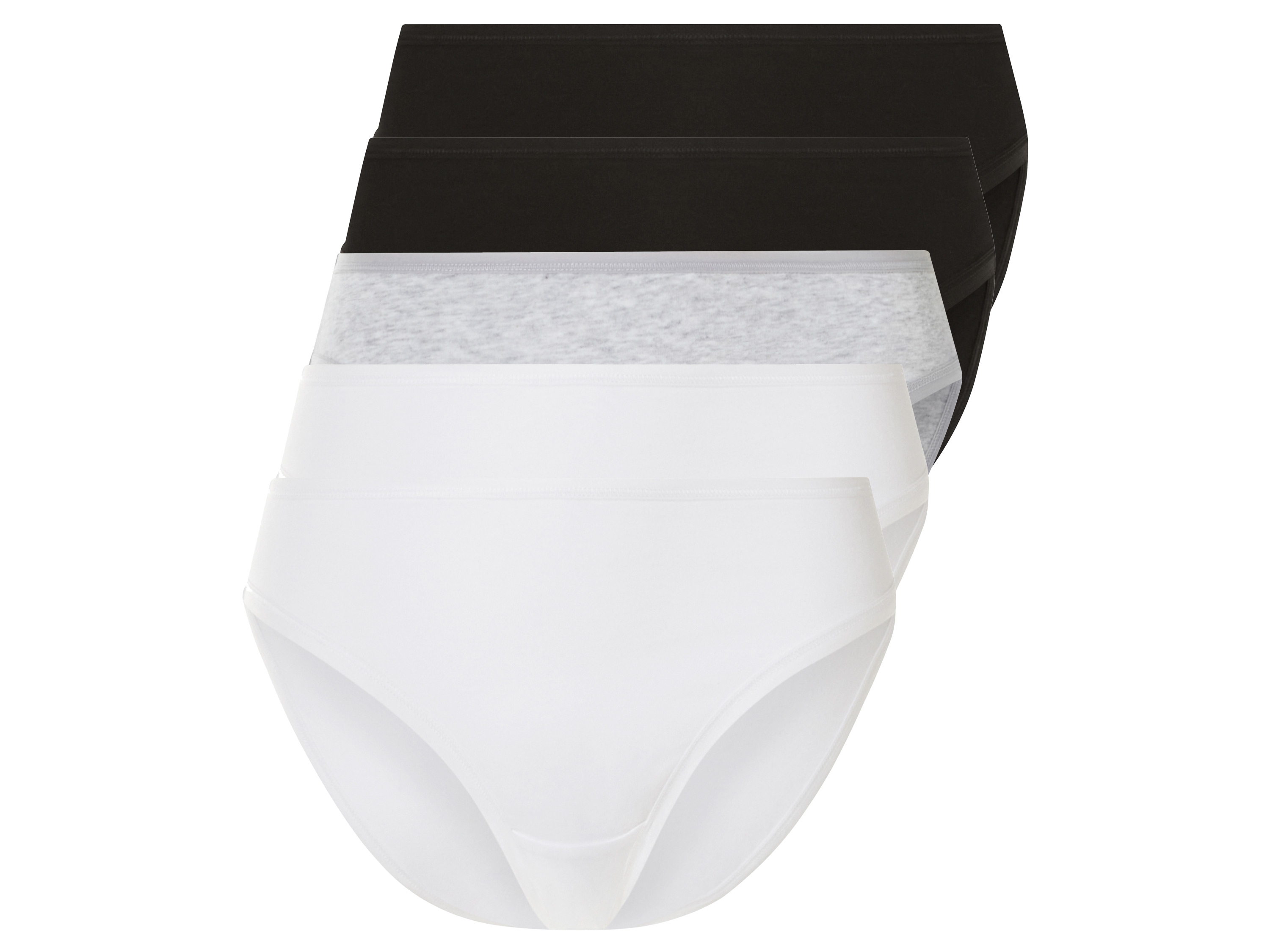 esmara® Figi damskie z bawełną, 5 par (Czarny/ szary/ biały, XS (32/34))