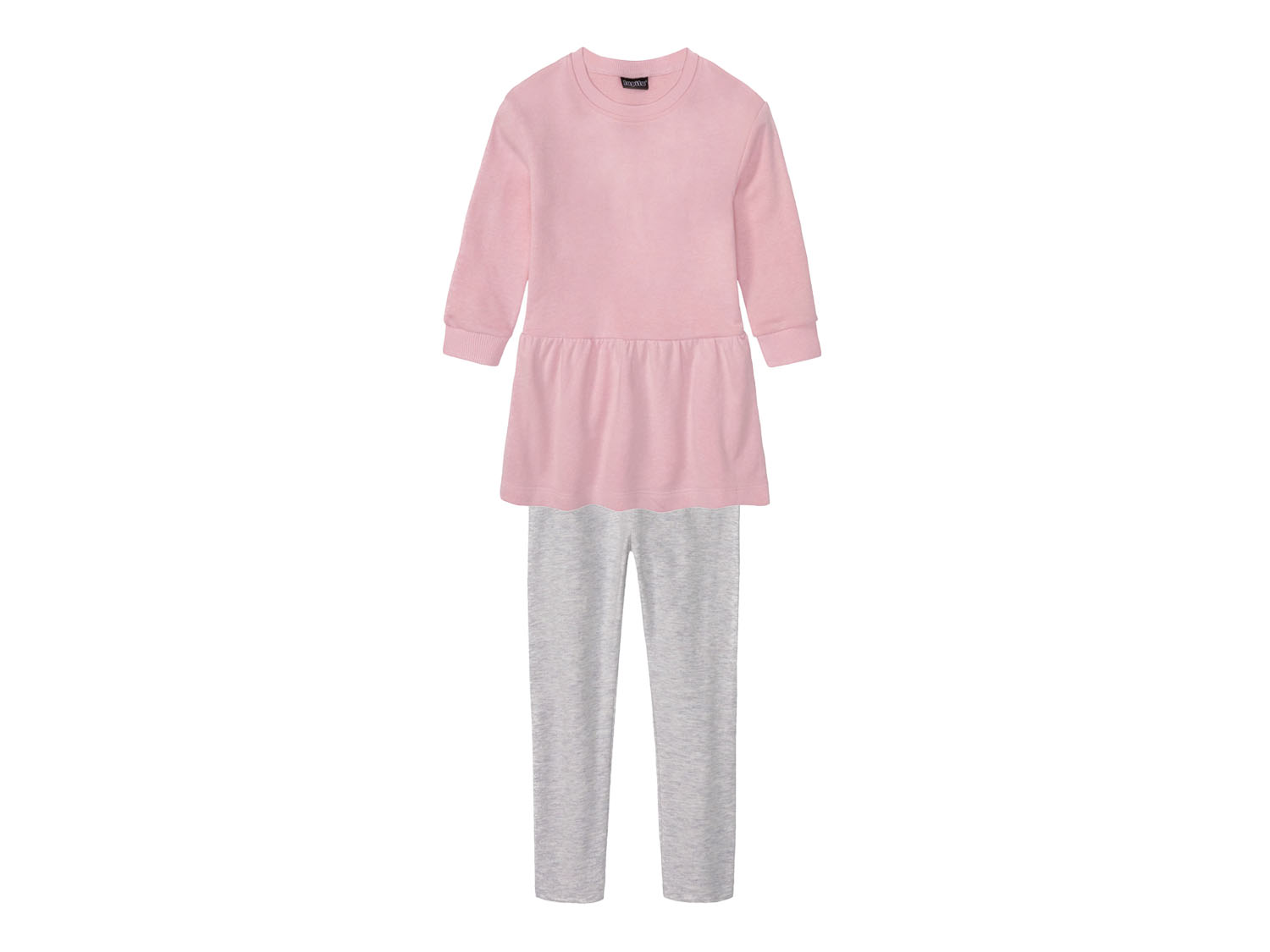 lupilu® Komplet dziewczęcy z bawełną (sukienka + legginsy) (Różowy/szary, 110/116)